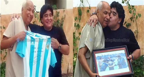 صورة.. مارادونا يزور الحكم التونسي بطل مونديال "اليد" بعد 29 سنة